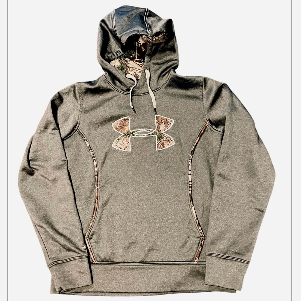 WOMENS UNDER ARMOUR HOODIE SIZE MEDIUM GRAY/CAMO COLOR - Picture 1 of 3